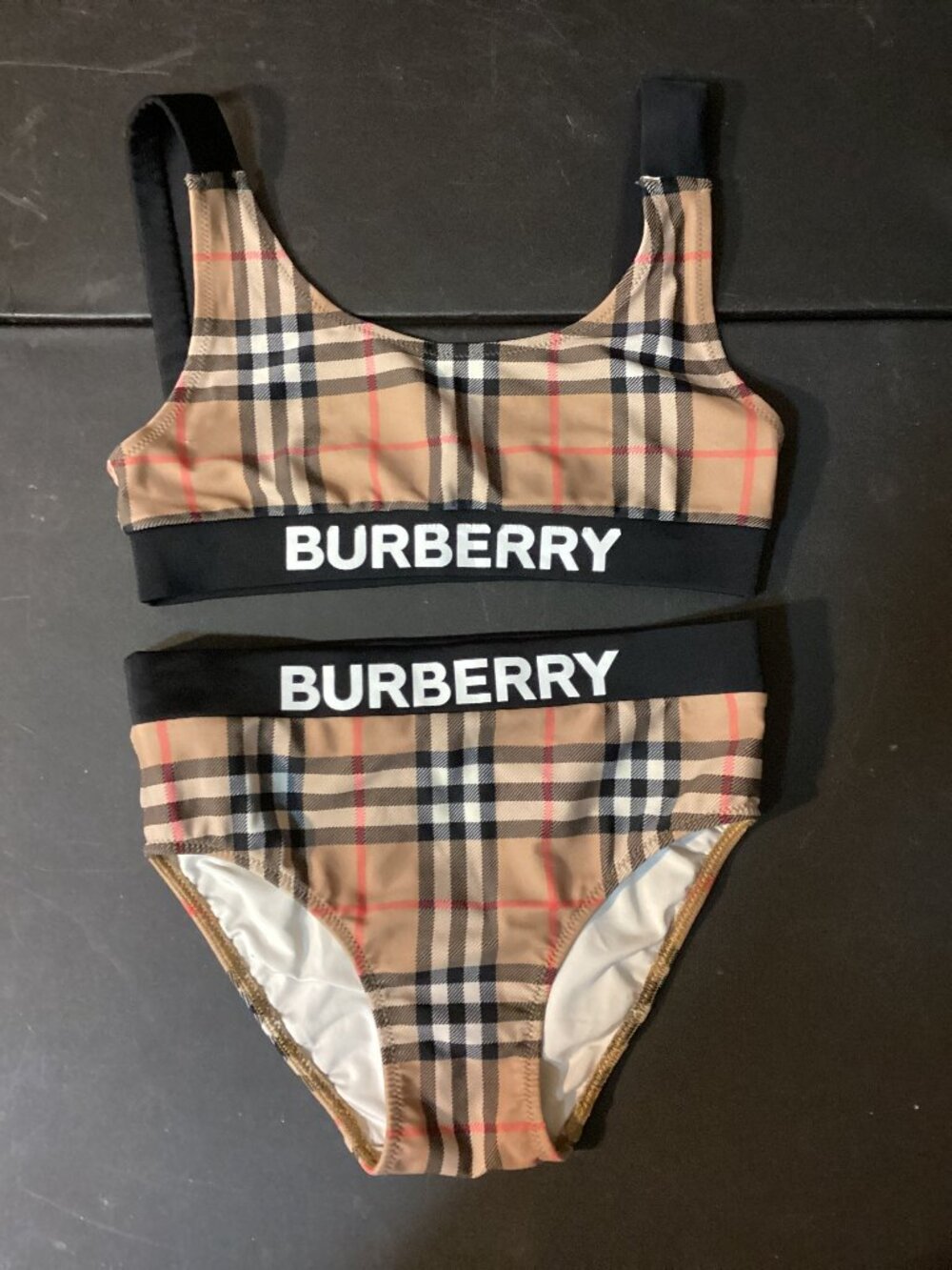Burberry Kids Logo Tape Vintage Check Bikini Set 10Y